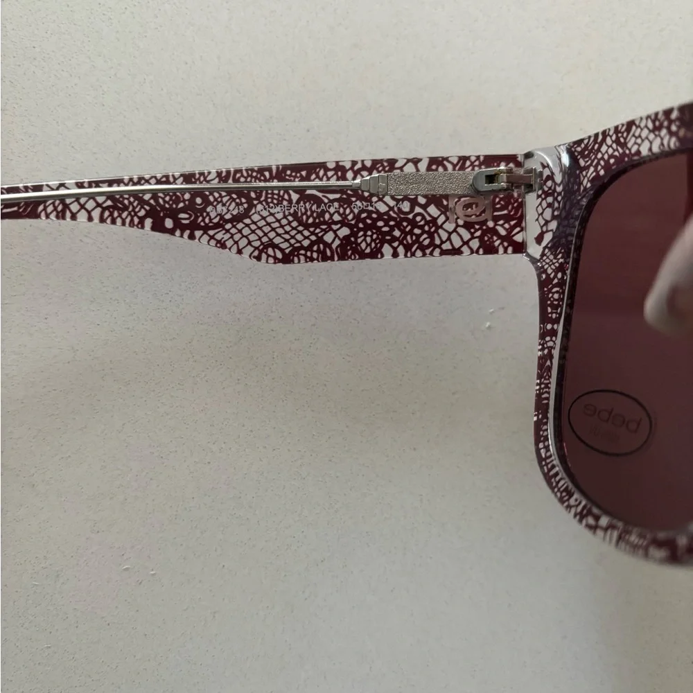 bebe Women's Burgundy Lace Patterned Oversized Sunglasses